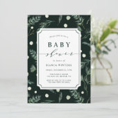 Winter Greenery Baby shower Kaart (Staand voorkant)