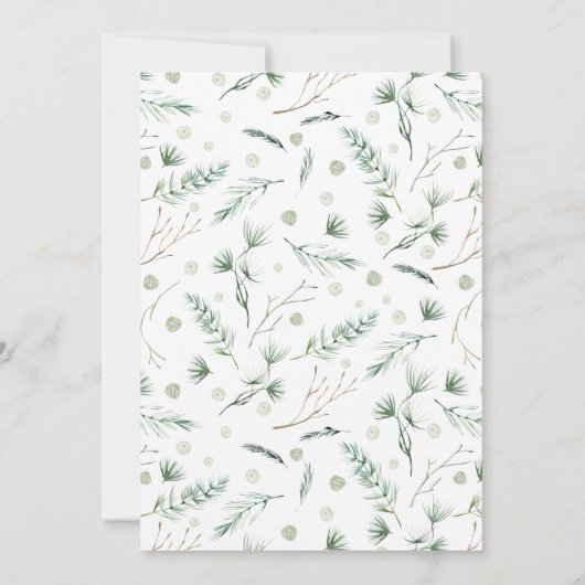 Winter Greenery Baby shower Kaart (Achterkant)