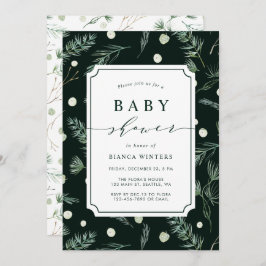 Winter Greenery Baby shower Kaart