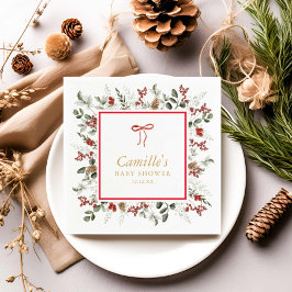 Winter Greenery Baby shower Papieren servetten