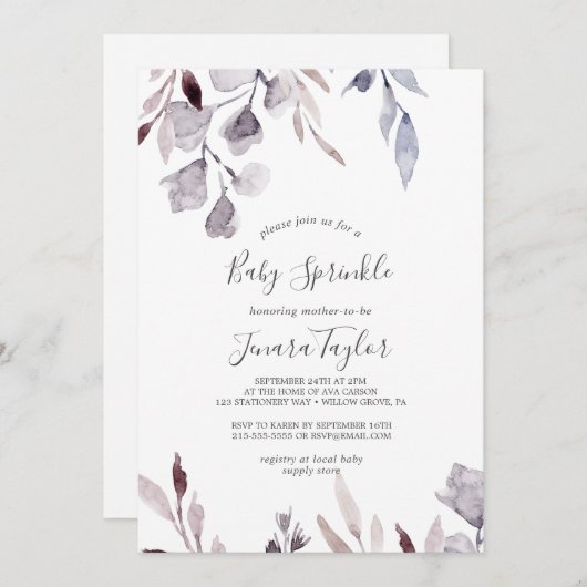 Winter Greenery Baby Sprinkle Kaart (Voorkant / Achterkant)