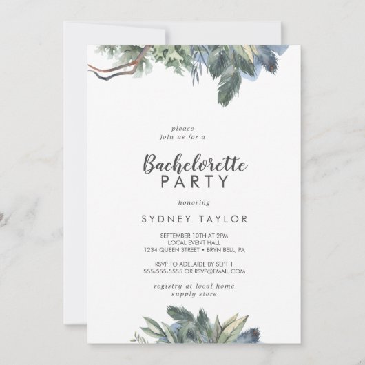 Winter Greenery Bachelorette Kaart (Voorkant)