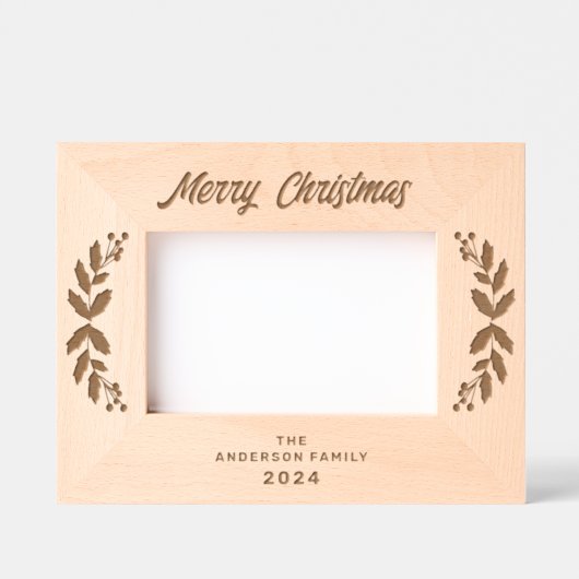 Winter Greenery Berries Vrolijke kerst Laser Gegraveerde Lijstjes (Voorkant)