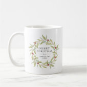 Winter Greenery Berries Wreater Monogram Kerstmis Koffiemok (Links)