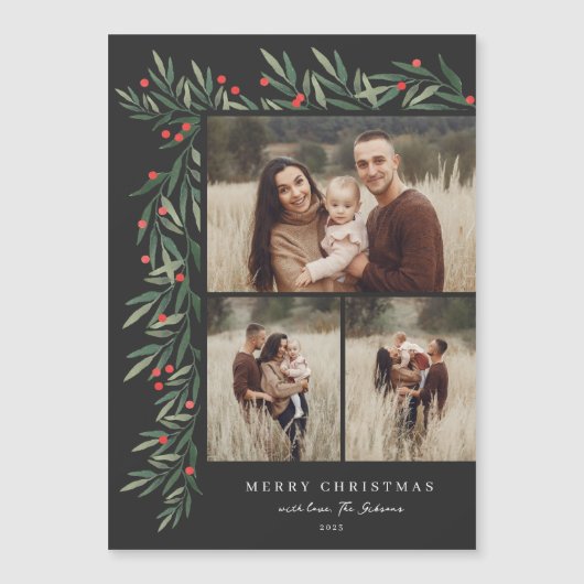 Winter Greenery Black 3 Fotokerstmis (Voorkant)