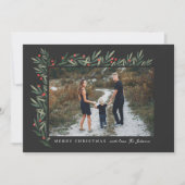 Winter Greenery Black met kerstfeest Feestdagenkaart (Voorkant)