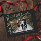 Winter Greenery Black met kerstfeest Feestdagenkaart