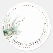 Winter Greenery Blank Homemade Jar Canning Ronde Sticker (Voorkant)