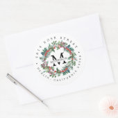 Winter Greenery | Boho Botanical Return Address Ronde Sticker (Envelop)