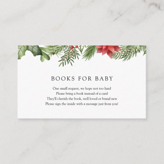 Winter Greenery Books voor Baby-insteekkaart Informatiekaartje (Voorkant)