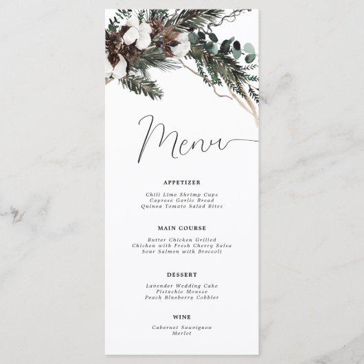 Winter Greenery Bouquet Menu (Voorkant)