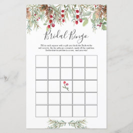 Winter Greenery Bridal Bingo Game Paper Blad