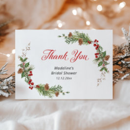 Winter Greenery Bridal Shower Bedankkaart