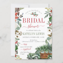 Winter Greenery Bridal Shower Invitation Truck
