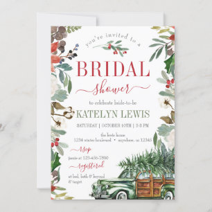 Winter Greenery Bridal Shower Invitation Truck Kaart