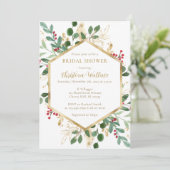 Winter Greenery Bridal Shower Invitations Kaart (Staand voorkant)