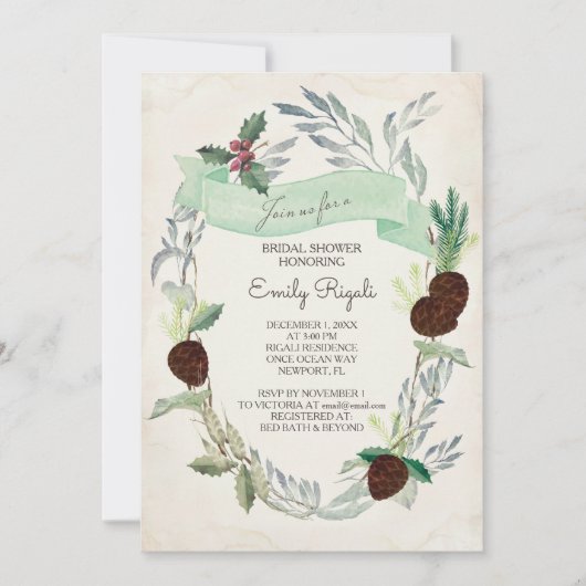 Winter Greenery Bridal Shower Kaart (Voorkant)
