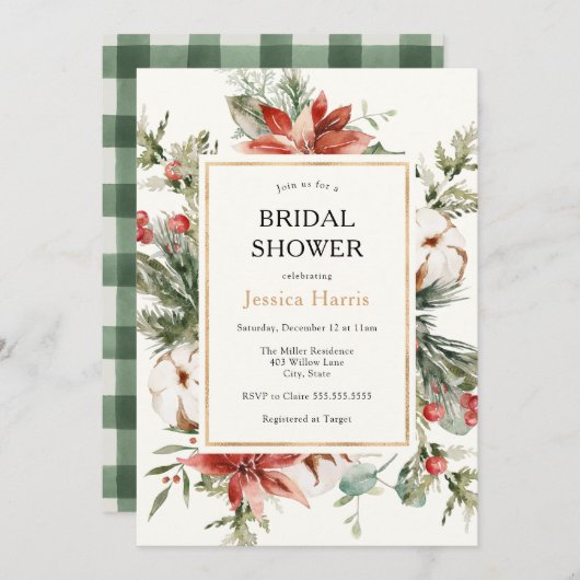 Winter Greenery Bridal Shower Kaart (Voorkant / Achterkant)