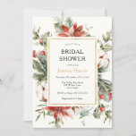 Winter Greenery Bridal Shower Kaart<br><div class="desc">Bruidsdouche uitnodiging met waterverf wintergroen met een gouden accentrand. Pas aan met uw informatie voor de bruid te zijn. Klik op "klik om verder aan te passen" om de lettertypestijl,  -grootte of -kleur te wijzigen.</div>