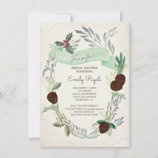 Winter Greenery Bridal Shower Kaart (Voorkant)