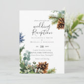 Winter Greenery Bruiloft RECEPTIE Alleen 's Avonds Kaart (Staand voorkant)