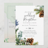 Winter Greenery Bruiloft RECEPTIE Alleen 's Avonds Kaart (Voorkant / Achterkant)