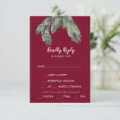 Winter Greenery Burgundy Menu Choice Weddenschap R (Staand voorkant)