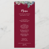 Winter Greenery Burgundy Wedding Dinner Menu (Voorkant)
