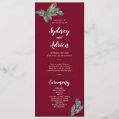 Winter Greenery Burgundy Wedding Programme Programmakaart (Voorkant)