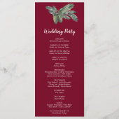 Winter Greenery Burgundy Wedding Programme Programmakaart (Achterkant)