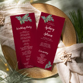Winter Greenery Burgundy Wedding Programme Programmakaart