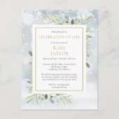 Winter Greenery Celebration of Life Funeral Aankondigingskaart (Voorkant)
