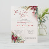 Winter Greenery Christmas Bow Huwelijksrepetitie Kaart (Staand voorkant)