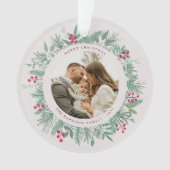 Winter Greenery Christmas Photo Wreath Ornament (voorkant)