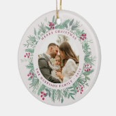 Winter Greenery Christmas Photo Wreath Ornament (Links)