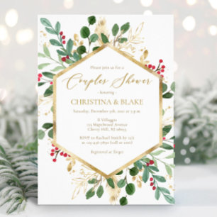Winter Greenery Couples Shower Invitations Kaart