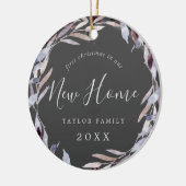 Winter Greenery Eerste Kerstmis Nieuwe Thuisfoto Keramisch Ornament (Links)