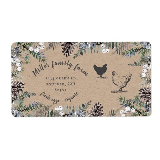 Winter  Greenery Egg Karton Label (Voorkant)
