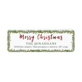  Winter Greenery Elegant Christmas Return Address Etiket (Voorkant)