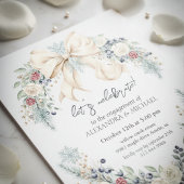Winter Greenery Elegant Engagement Invitation Kaart
