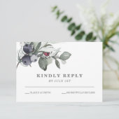 Winter Greenery en Berries bruiloft RSVP Kaart (Staand voorkant)