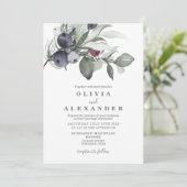 Winter Greenery en Berries trouwuitnodiging Kaart (Staand voorkant)