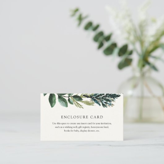 Winter Greenery en Black Plays Enclosure Card Informatiekaartje (Staand voorkant)