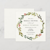 Winter Greenery en Holly Bridal Shower Invitation Kaart (Voorkant / Achterkant)