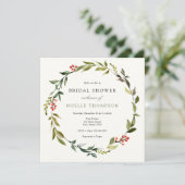 Winter Greenery en Holly Bridal Shower Invitation Kaart (Staand voorkant)