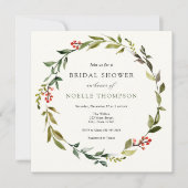 Winter Greenery en Holly Bridal Shower Invitation Kaart (Voorkant)