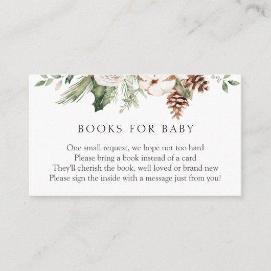 Winter Greenery en Pinecones Books voor Baby Informatiekaartje (Voorkant)