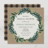 Winter Greenery en Pset Bridal Shower Invitation Kaart (Voorkant / Achterkant)