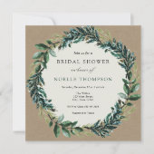 Winter Greenery en Pset Bridal Shower Invitation Kaart (Voorkant)
