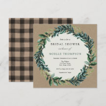 Winter Greenery en Pset Bridal Shower Invitation